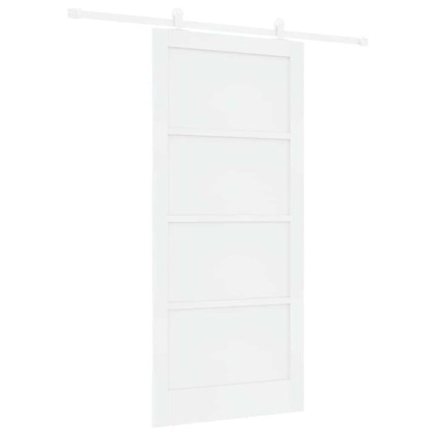 VidaXL Drzwi przesuwne Biały 93 x 202 cm Lite drewno sosnowe