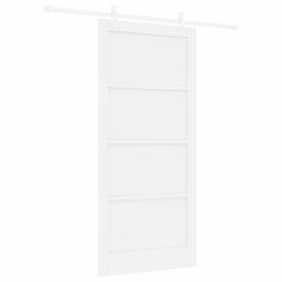 Drzwi przesuwne Biały 93 x 202 cm Lite drewno sosnowe