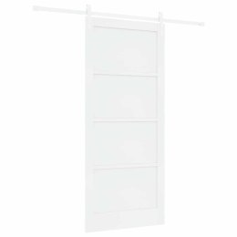 VidaXL Drzwi przesuwne Biały 93 x 211 cm Lite drewno sosnowe