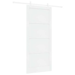 Drzwi przesuwne Biały 93 x 211 cm Lite drewno sosnowe
