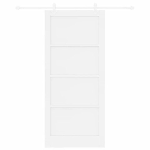 Drzwi przesuwne Biały 93 x 211 cm Lite drewno sosnowe