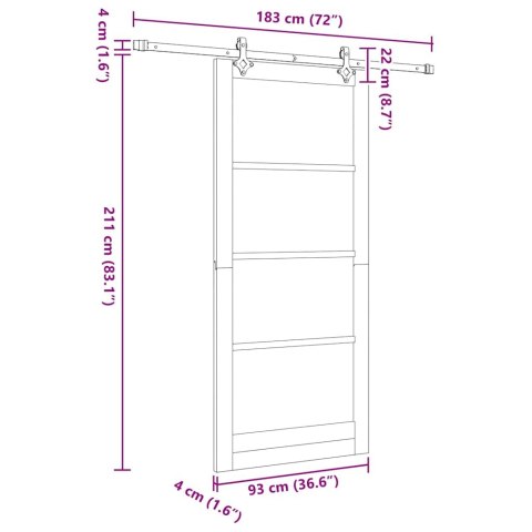 Drzwi przesuwne Biały 93 x 211 cm Lite drewno sosnowe
