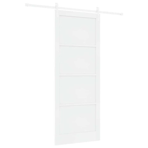 VidaXL Drzwi przesuwne Biały 93 x 232 cm Lite drewno sosnowe