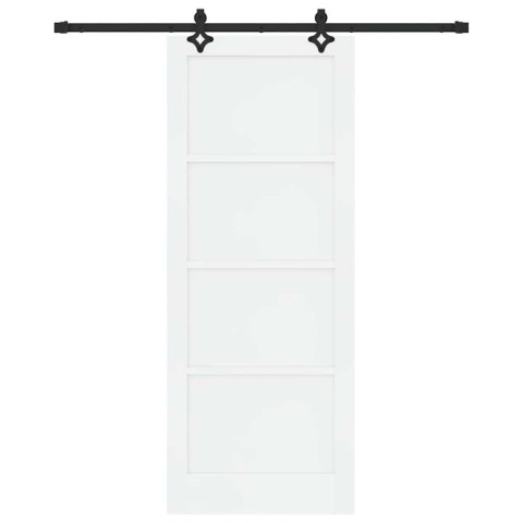 Drzwi przesuwne Biały i czarny 83 x 211 cm Lite drewno sosnowe