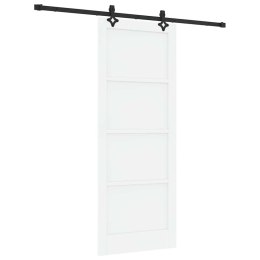 Drzwi przesuwne Biały i czarny 83 x 211 cm Lite drewno sosnowe