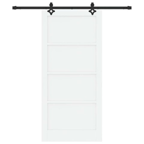 Drzwi przesuwne Biały i czarny 93 x 202 cm Lite drewno sosnowe