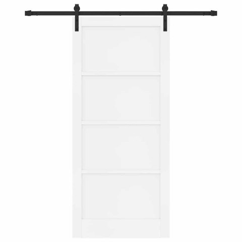 Drzwi przesuwne Biały i czarny 93 x 211 cm Lite drewno sosnowe