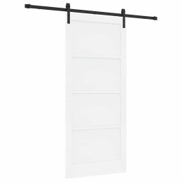 VidaXL Drzwi przesuwne Biały i czarny 93 x 211 cm Lite drewno sosnowe