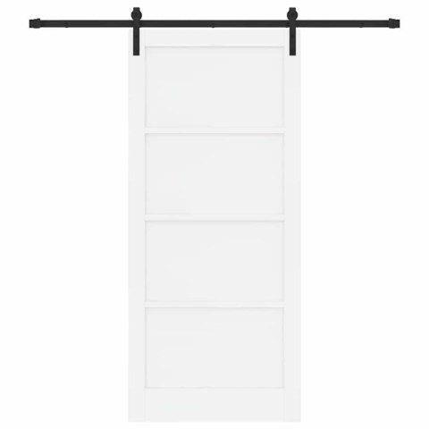 Drzwi przesuwne Biały i czarny 93 x 211 cm Lite drewno sosnowe