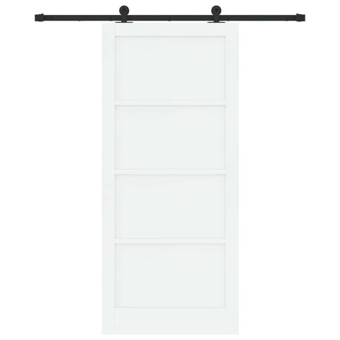 Drzwi przesuwne Biały i czarny 93 x 211 cm Lite drewno sosnowe