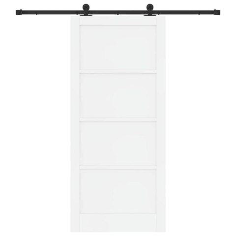 Drzwi przesuwne Biały i czarny 93 x 211 cm Lite drewno sosnowe