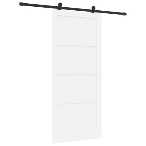 Drzwi przesuwne Biały i czarny 93 x 211 cm Lite drewno sosnowe