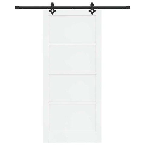 Drzwi przesuwne Biały i czarny 93 x 211 cm Lite drewno sosnowe