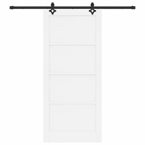 Drzwi przesuwne Biały i czarny 93 x 211 cm Lite drewno sosnowe