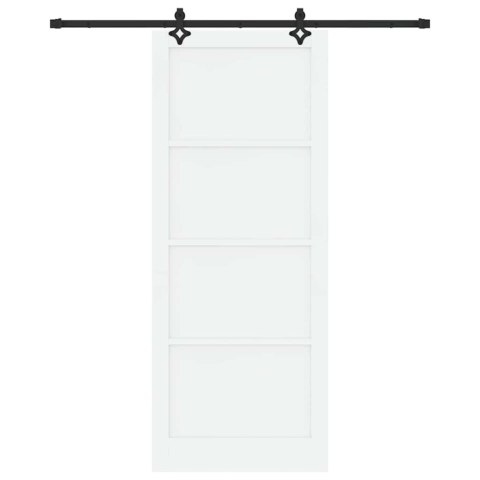 Drzwi przesuwne Biały i czarny 93 x 232 cm Lite drewno sosnowe