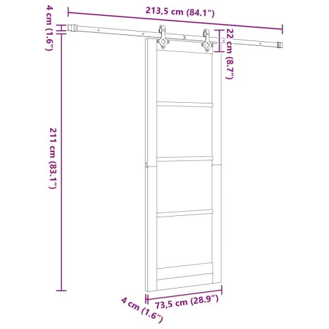 Drzwi przesuwne ORKDAL Biały 73,5 x 211 cm Lite drewno sosnowe