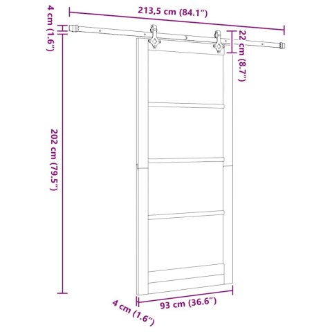 Drzwi przesuwne ORKDAL Biały 93 x 211 cm Lite drewno sosnowe