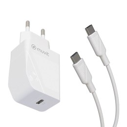 Ładowarka ścienna + kabel-USB-C Muvit Biały 20 W