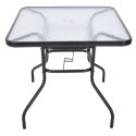 Stół ogrodowy ZWMT, 80 x 80 cm, metalowy z blatem szklanym