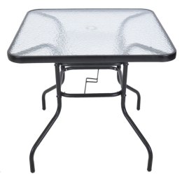 Stół ogrodowy ZWMT, 80 x 80 cm, metalowy z blatem szklanym