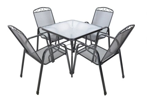 Stół ogrodowy ZWMT, 80 x 80 cm, metalowy z blatem szklanym