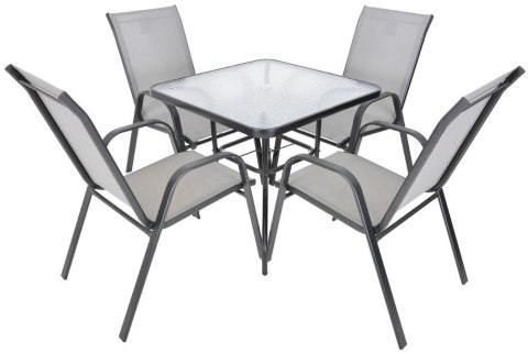 Stół ogrodowy ZWMT, 80 x 80 cm, metalowy z blatem szklanym
