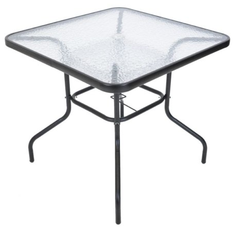 Stół ogrodowy ZWMT, 80 x 80 cm, metalowy z blatem szklanym