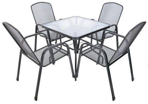 Stół ogrodowy ZWMT, 80 x 80 cm, metalowy z blatem szklanym