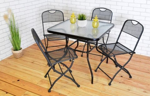 Stół ogrodowy ZWMT, 80 x 80 cm, metalowy z blatem szklanym