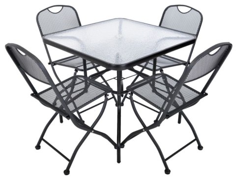 Stół ogrodowy ZWMT, 80 x 80 cm, metalowy z blatem szklanym