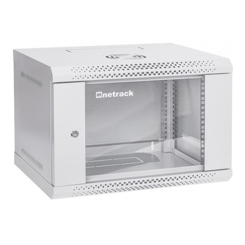 Szafa wisząca RACK 19" 6U, 400mm, Netrack ECO-Line, szara, drzwi przeszklone