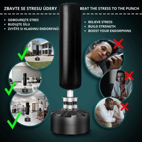 Wolnostojący worek bokserski 175 cm z podstawą i sprężynami