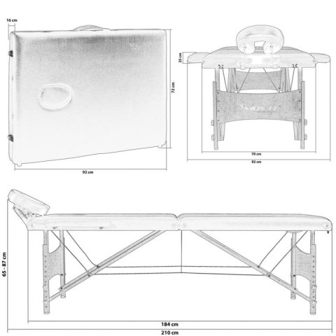 Przenośne łóżko do masażu MOVIT czarne + torba