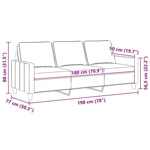 Sofa 3-osobowa, winna czerwień, 180 cm,tapicerowana tkaniną