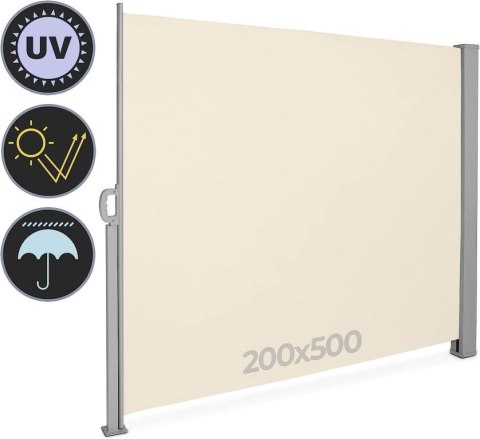 Wysuwana osłona boczna, 200 x 500 cm, beżowa