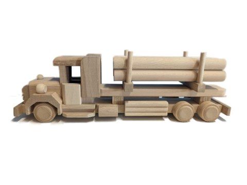 Ciężarówka drewniana z kłodami, buk, bez lakieru, 38 cm