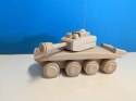 Drewniany czołg z buku, obracana wieża, ręcznie wykonany