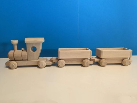 Drewniany pociąg z wagonikami bukowymi, naturalny, 56 cm