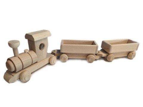 Drewniany pociąg z wagonikami bukowymi, naturalny, 56 cm