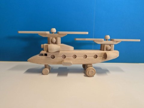 Helikopter z drewna bukowego, ręcznie szlifowany, 40 cm