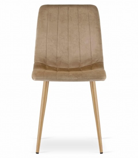 Krzesło LAVA - brązowy aksamit / nogi kolor drewna x 4