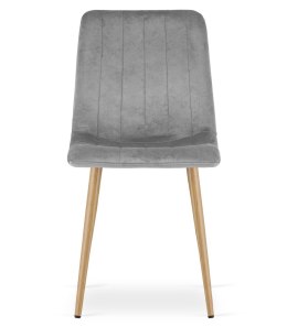 Krzesło LAVA - jasny szary aksamit / nogi kolor drewna x 1