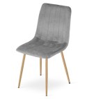 Krzesło LAVA - jasny szary aksamit / nogi kolor drewna x 1