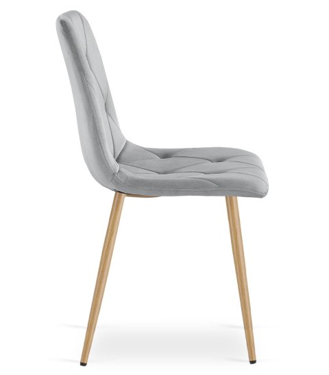 Krzesło LIBRA - jasny szary aksamit / nogi kolor drewna x 1