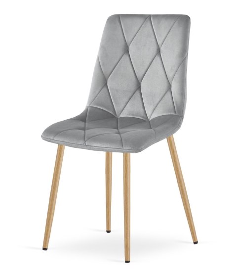 Krzesło LIBRA - jasny szary aksamit / nogi kolor drewna x 1