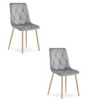 Krzesło LIBRA - jasny szary aksamit / nogi kolor drewna x 2