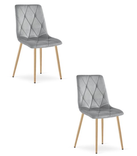 Krzesło LIBRA - jasny szary aksamit / nogi kolor drewna x 2