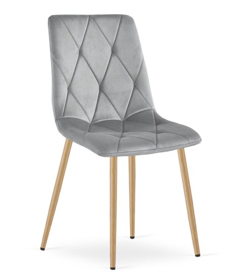 Krzesło LIBRA - jasny szary aksamit / nogi kolor drewna x 2