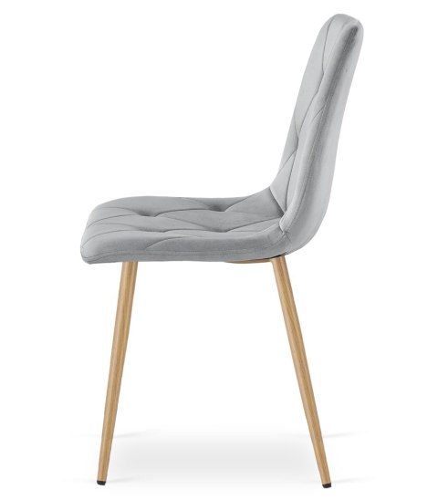 Krzesło LIBRA - jasny szary aksamit / nogi kolor drewna x 2