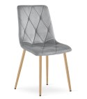 Krzesło LIBRA - jasny szary aksamit / nogi kolor drewna x 3